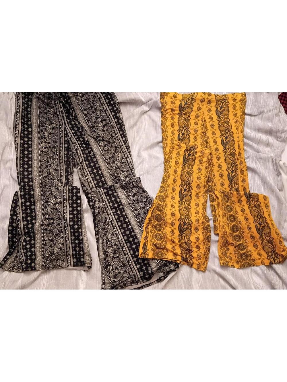 Two Pairs Of Women Medium Boho Flared Leg Hippy Pants
